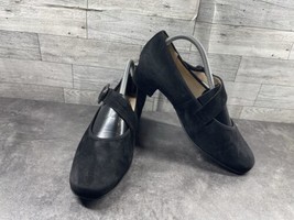 Hassia Mary Jane Slip On Women 8.5 M Cordoba Shoes Black Suede Kitten Co... - $27.54