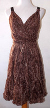 BCBG Max Azria Womens Dress Size 6 Paisley Bubble Brown Sleeveless Prom ... - £19.95 GBP