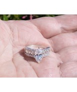 14K WHITE GOLD  CZ CUBIC ZIRCONIA MARQUISE CUT 2.5 CARAT RING 7 MINT 4.73g - $3,907.93 MXN