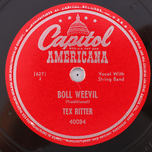 Tex Ritter – Boll Weevil / Rye Whiskey - 1948 10&quot; 78 rpm Shellac Record 40084 - £21.05 GBP