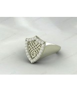 Diamond Stone 925 Silver Unique Handmade Modern Unisex Signet Ring Jewelry - £59.77 GBP