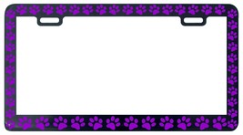 Noir Paw Prints Critter Chien Animal Chat Violet Licence Plaque Cadre - £5.04 GBP