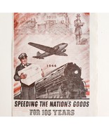 1944 Railway Express Agency Railroad Advertisement Rail-Air Trains Plane... - €25,73 EUR