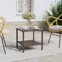 Modern Poly Rattan Outdoor Garden Patio Coffee Sofa Table With Glass Top &amp; Shelf - £32.76 GBP+