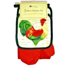 French Country Rooster Kitchen Towel Oven Mitt Potholders Farmhouse 5-Pc... - $16.47