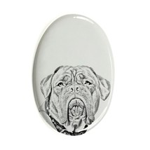 French Mastiff - Gravestone oval ceramic tile with an image of a dog. - £7.98 GBP