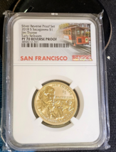 2018 S REVERSE PROOF SACAGAWEA DOLLAR JIM THORPE NGC PF70  - $1,011.54 MXN