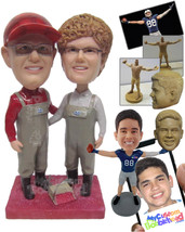 Personalized Bobblehead Two Man Wearing Suspenders Ready For A Coo Picture - Car - £122.92 GBP