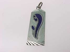 Sterling Silver Religious Pendant with Blue Enameling - Mother and Child - $38.00