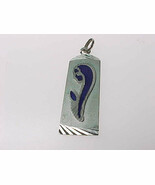Sterling Silver Religious Pendant with Blue Enameling - Mother and Child - $38.00