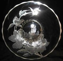 14&quot; Silver Clear Glass Plate Floral Decorative Tray - £39.86 GBP
