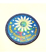 New GIRL SCOUT WORLD THINKING DAY PATCH Blue Flowers Butterflies Iron Se... - $4.95