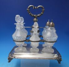 Silverplate Cruet Set 7 Piece with Footed Caddy and 6 Glass Bottles (#6489) - €314,66 EUR