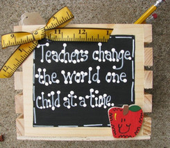 Teacher Gifts 2708 Teachers  Change the world one Child at a Time Wood Box  - £5.46 GBP