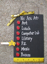 Teacher Gifts 2709A  - We are At : Blackboard with Apples Wood Sign  - $4.95