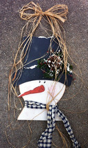 Primitive Country  121SCNB Hanging Snowman Navy Blue Scarf - $12.95