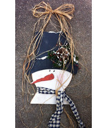 Primitive Country  121SCNB Hanging Snowman Navy Blue Scarf - $12.95