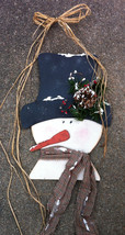 Primitive Country  121SCBGS Hanging Snowman Brown Green Checkered Scarf - $13.95