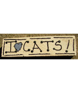 Wood Block I Love Cats Hand Painted - £1.76 GBP
