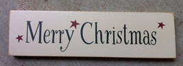 Primitive Country T1912 Merry Christmas Wood Block - £8.58 GBP