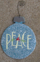 Wood Christmas Ornament   RB5150-Peace Aqua Bulb Ornie - £3.08 GBP
