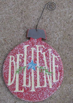 Wood Christmas Ornament  RB5154 Believe Red Bulb Ornie - $3.95