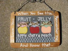 Fruit &amp; Jelly Stained Slate Wooden hangs by wire FJ12 - £3.88 GBP
