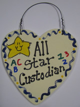 Teacher Gifts  5045 All Star School Custodian Wood Heart - £1.55 GBP