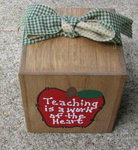 Teacher Block - Teaching is a Work of the Heart Wood - £3.15 GBP