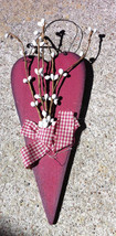 Primitive Craft RH1 Red Heart white berries and red checkered ribbon - £2.35 GBP