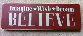 Primitive Wood Block T2071 Imagine  * Dream * Wish Believe  - £7.11 GBP