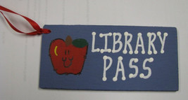 Teacher Gifts Library Pass w/apple Wood Hand Painted  - £1.55 GBP