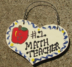 Teacher Gifts Number One 821  Math Teacher Wood Heart  Hand Painted  - £1.18 GBP