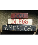 Primitive Blocks 161GBA God Bless America set of 3/blocks Wood Block  - £7.81 GBP