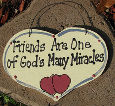 Wood Sign Hand Painted 1029F  Friends God Many Miracle - £1.55 GBP