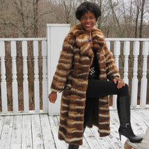 Designer Full length white &amp; brown skunk,  American Sable Fur Coat Jacke... - $1,979.99