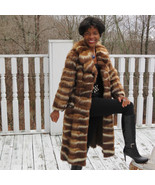 Designer Full length white &amp; brown skunk,  American Sable Fur Coat Jacke... - £1,582.71 GBP