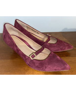 Vionic Minnie Kitten Heel Cranberry Suede Leather Top Strap Buckle Women... - $44.55