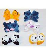 Plush Animal Hair Clips w/Plastic Combs ~ Six Pairs Assorted Characters - £11.71 GBP