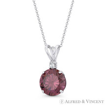 Round Cut Simulated Alexandrite &amp; Clear Cubic Zirconia CZ 14k White Gold Pendant - £56.15 GBP+