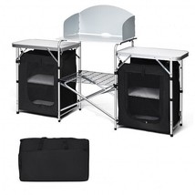 Folding Camping Table with Storage Organizer - Color: Black - £126.39 GBP