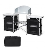 Folding Camping Table with Storage Organizer - Color: Black - £126.39 GBP