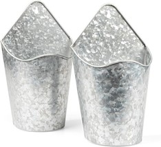 10 Inch Hanging Metal Wall Vases For Flowers - Galvanized Wall Planter 2... - £32.74 GBP