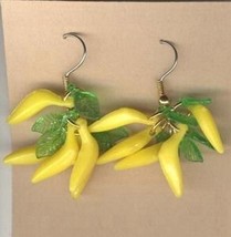 BANANA BUNCH EARRINGS - Funky Monkey Tropical Fruit Luau Jewelry - $6.97
