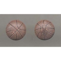 Funky BASKETBALL BUTTON EARRINGS Coach Referee Team Novelty Sports Charm... - £4.69 GBP