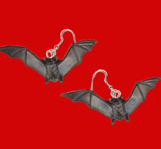 BAT EARRINGS Black Dracula Vampire Gothic Occult Costume Jewelry - £6.41 GBP