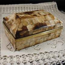 Handmade Mosaic Camel Bone &amp; Brass Trinket Box - £27.49 GBP