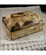 Handmade Mosaic Camel Bone &amp; Brass Trinket Box - £27.40 GBP