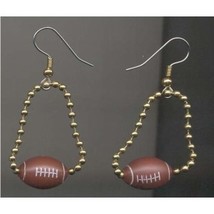 Funky FOOTBALL CHAIN EARRINGS Player Coach Sports Team Fan Beads Charms ... - $5.97
