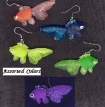 GOLDFISH EARRINGS-Beach Fish Swim Charm Weird Funky Jewelry-NEON - £4.77 GBP